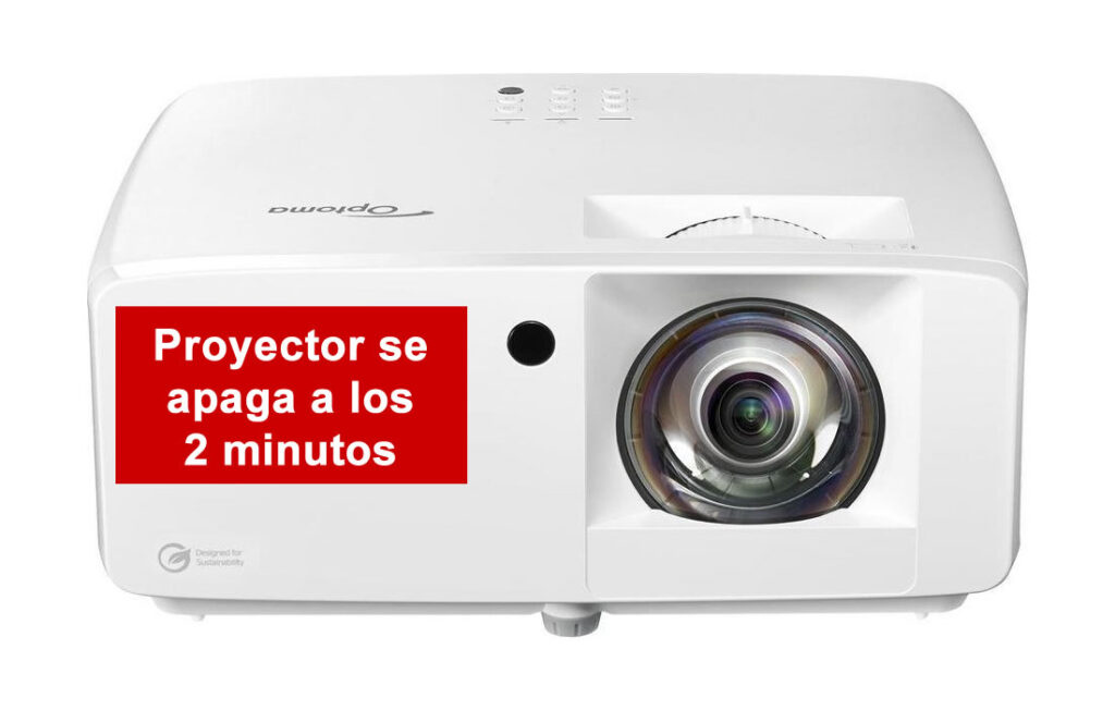 proyector se apaga solo 2 minutos